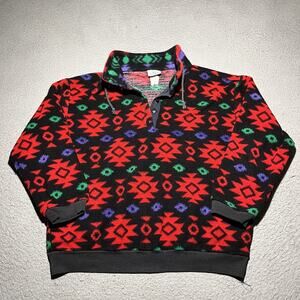 Vintage David Wayne Sweater Womens Medium Aztec Fleece Pullover Colorful USA